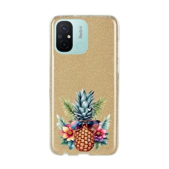 Coque Taperso Pour Xiaomi Redmi C Et A Paillette Dore Motif Ananas Et Fleur Coque Et Tui