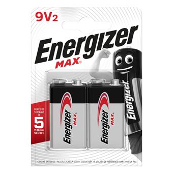 Energizer Max Alcaline 9V, pack de 2 Piles - 1