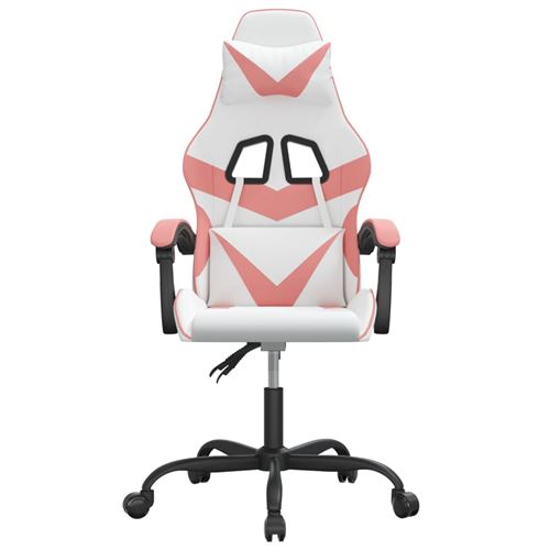 vidaXL Gaming-Stuhl Drehbar Weiß und Rosa Kunstleder