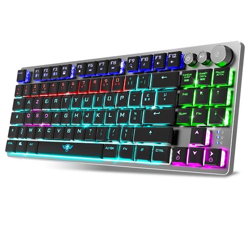 Spirit Of Gamer XPERT K1300, Clavier Gamer Mecanique TKL Sans Fil & Bluetooth, Touches 100% Anti-Ghosting Switch RED, Gaming Keyboard RGB en Aluminum Azerty FR, Compatible Mac, IOS, Android & PC