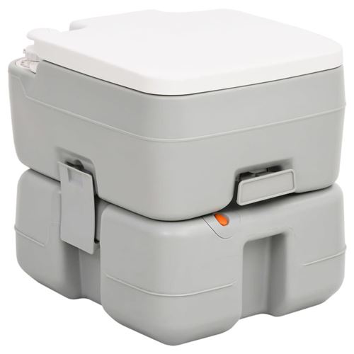 vidaXL Toilette de camping portable gris et blanc 15+10 L PEHD