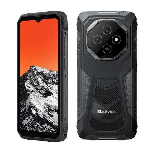 Smartphone Blackview FORT 1 Noir : 6.56 HD+,12Go+128Go, 10000mAh, Android 15,Empreinte digitale, Dual SIM 4G,NFC,GPS Téléphone Portable-390g
