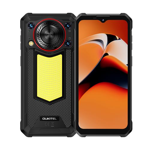 Smartphone Oukitel WP53 Pro Noir : 6.52 HD,8Go+256Go, 11000mAh, Android 15, Dual SIM 4G,NFC, Empreinte digitale, Lampe de Camp, Téléphone Portable-388g