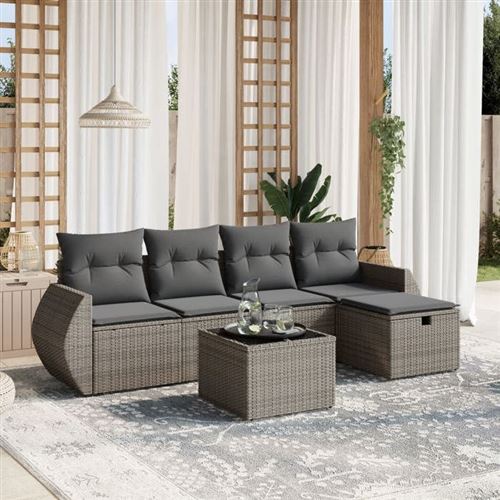Non Communiqué Gris Salon De Jardin Modulable Vidaxl Rotin 6 Pieces X 70 X 69