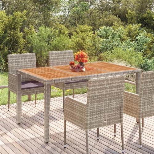 Non Communiqué Gris Vidaxl Table De Jardin Dessus En Bois 150X90x75 Cm Résine Tressée, Meubles De Jardin, Meubles D'extérieur, Table, Table 319902