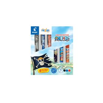 PILOT - Coffret de 6 Frixion Ball 0.7 - One Piece Edition Limitée - Roller encre gel effaçables - Pointe Moyenne- Noir, Bleu, Rouge