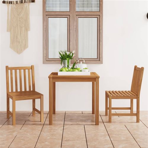 Ensemble à manger de jardin 3 pcs Bois de teck solide