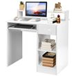 bureau d'ordinateur giantex blanc avec tiroir de rangement et 2 étagères, poste informatique avec plateau à clavier pour maison,bureau