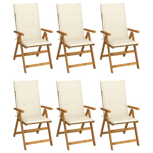 Non Communiqué Chaises Pliables De Jardin Lot De 6 Avec Coussins Bois D Acacia