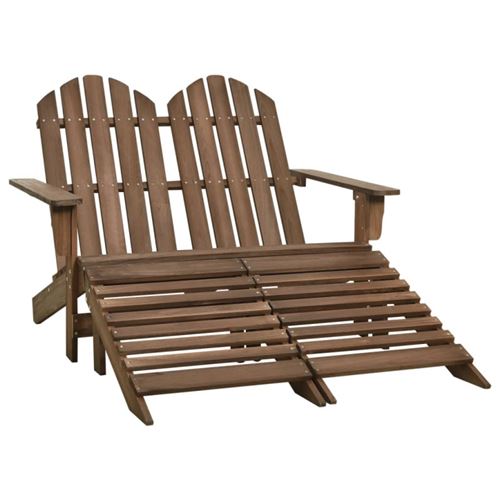 Vidaxl Chaise De Jardin Adirondack 2places Et Repose-Pied Sapin Marron