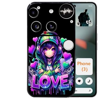 Coque noire Taperso pour Nothing Phone 3 avec motif anime et fox fleur - 1