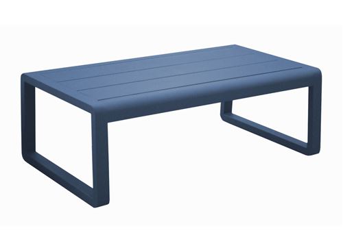 PROLOISIRS Table basse rectangulaire Antonino en aluminium - bleu - 130 x 67 cm