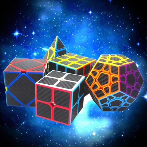 2x2 3x3 obliquité Cube en fibre de carbone autocollant Magic Cube Puzzle Toy Set 5 Pealer8929