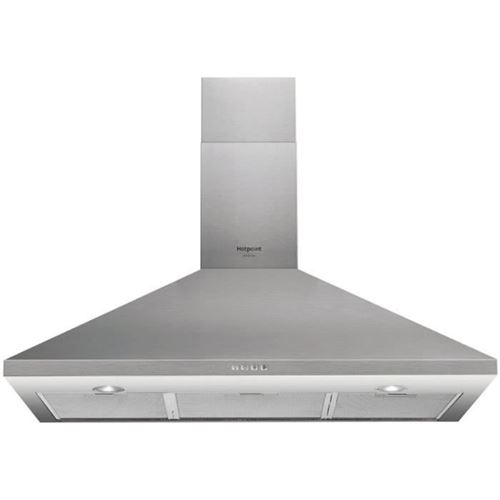 Hotpoint Ariston HHPC 9.4F LM X - Hotte - hotte décorative - largeur : 90 cm - profondeur : 40 cm - evacuation & recyclage - avec moteur interne - inox