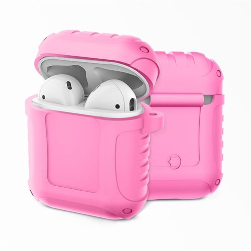 Coque en silicone antichocs rose pour écouteur Apple AirPods