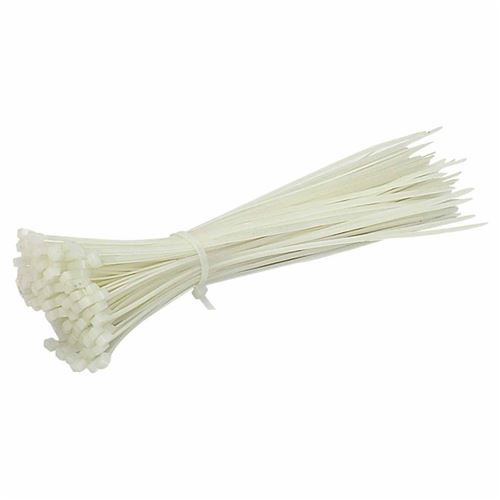 100pcs blanc câble nylon 25mm cravate 200mm long