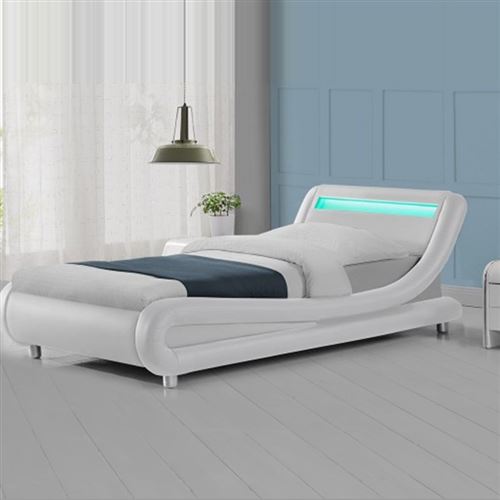 Lit led design Julio - 90x190 - Blanc