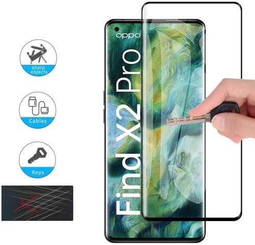 Vshop® Verre Trempé Résistant Incurvé 3D Noir Compatible Pour Oppo Find X2 Pro