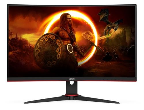 AOC Gaming C24G2AE/BK - LED-monitor - gebogen - 24" (23.6" zichtbaar) - 1920 x 1080 Full HD (1080p) @ 165 Hz - VA - 250 cd/m² - 3000:1 - 1 ms - 2xHDMI, 2xDisplayPort, VGA - luidsprekers - zwart, rood
