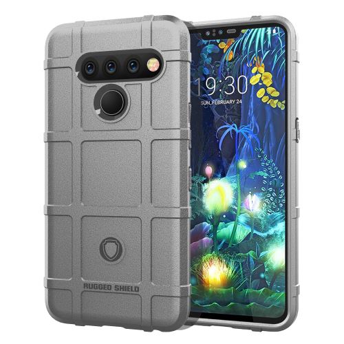 Coque en TPU grille carrée de blindage gris pour votre LG V50 ThinQ 5G