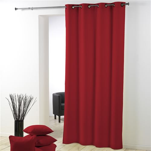 Rideau a oeillets metal 140 x 280 cm polyester uni essentiel Rouge