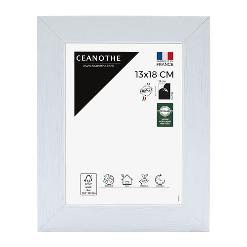 Cadre photo Karma blanc 13x18 cm, bois reconstitué - marque française