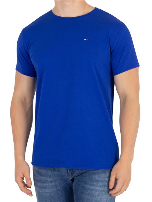 Tommy Jeans Homme T-shirt solide essentiel, Bleu