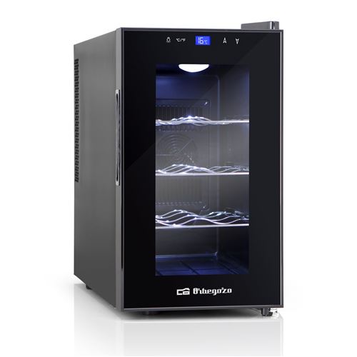 Orbegozo Vt 810 – Cave 8 bouteilles, 70 W, 25 L, LED display digital, Panneau de contrôle tactile, 3 niveaux Chromé amovibles