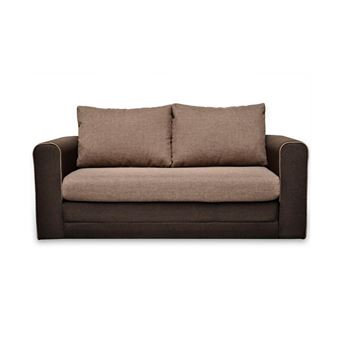 Canape 2 Places Convertible En Tissu Danube Chocolat Et Beige Avec Passepoil Beige Achat Prix Fnac