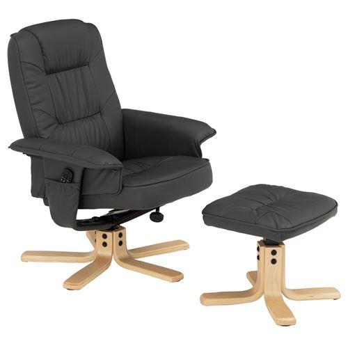 Fauteuil de relaxation avec repose-pieds CHARLY, en synth&eacute;tique gris