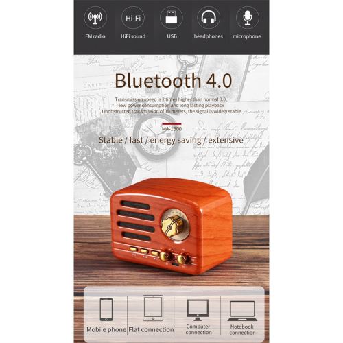Rétro parleur sans fil Bluetooth haut-parleur subwoofer TF U disque AUX FM avec Mic Kiliaadk71