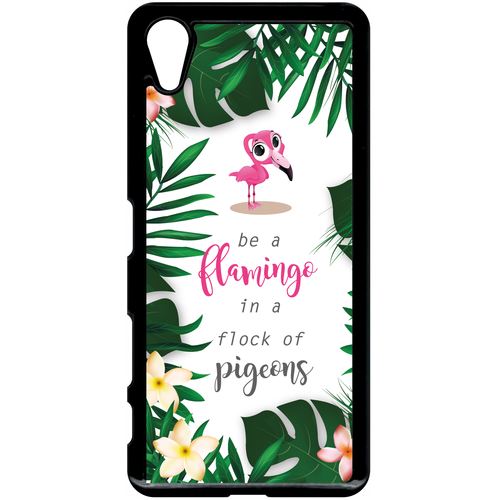 Coque Sony Xperia X Performance Etre Un Flamant Rose Dans Un Troupeau De Pigeons Fond Blanc 2