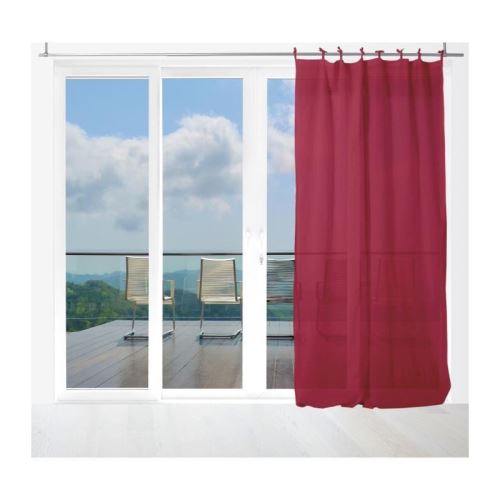 SOLEIL DOCRE Voilage a nouettes Panama - 140x240 cm - Rouge