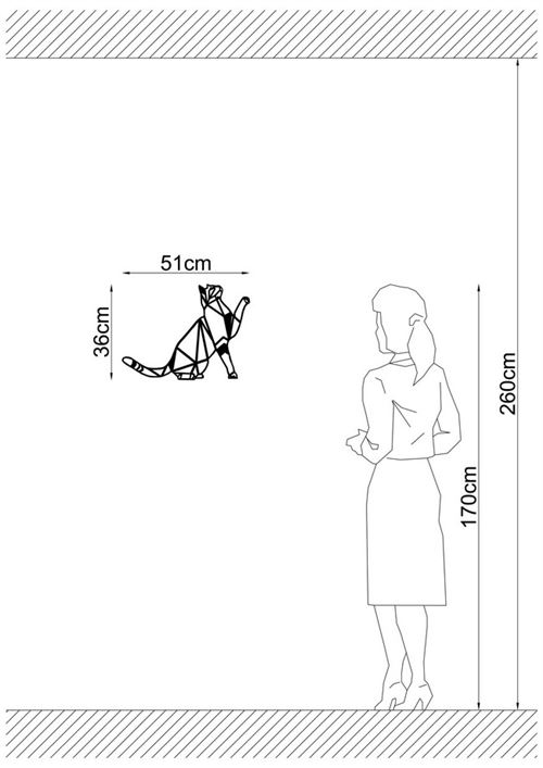 Homemania Decoration Murale Chat Art Mural Animaux Pour Sejour Chambre Noir En Acier 51 X 0 15 X 36 Cm Achat Prix Fnac