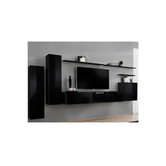 Meuble tv mural design "switch i" 330cm noir - 1