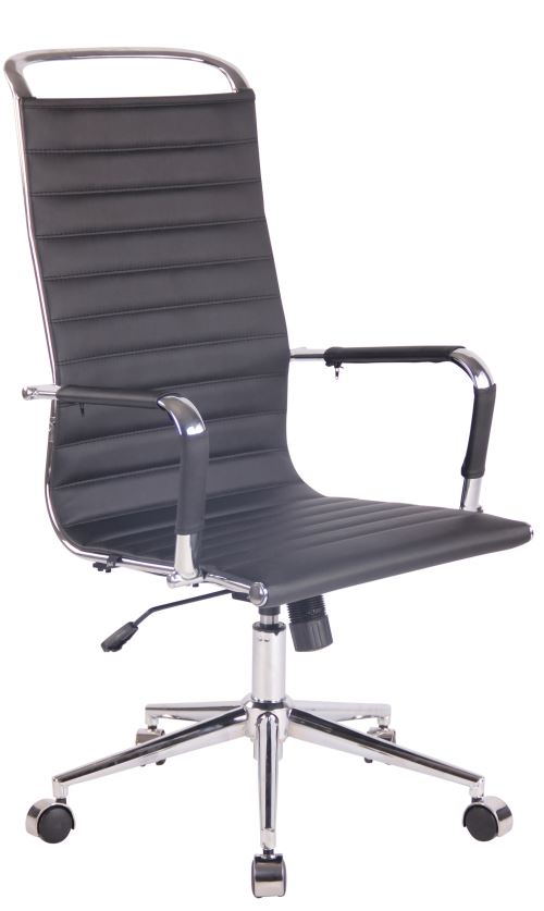 Chaise de Bureau Design Barnes en Similicuir avec Accoudoirs - Couleur Noir