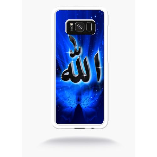 Coque Allah Religion Bleu Nuit Compatible Samsung S8+ Bord Transparent
