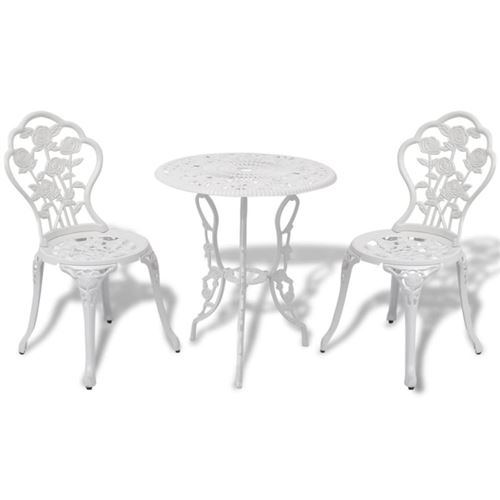 Vidaxl Blanc Ensemble De Bistro 3 Pcs Aluminium Coulé - Image 1