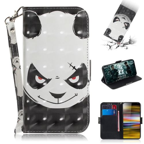 Etui en PU support d'impression à motif décoratif par points lumineux flip panda en colère pour votre Sony Xperia 10 Plus