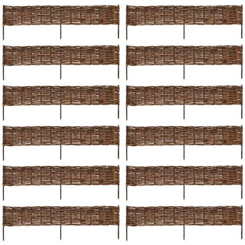 vidaXL Clôture Jardin en Saule Très Bonne Qualité 12 pcs 120 x 35 cm