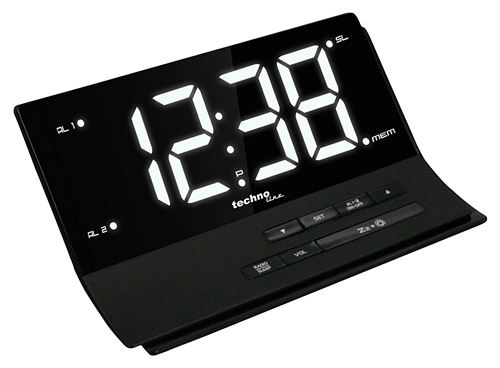 Technoline Réveil Radio, WT 482 Designer Noir 17,4 x 7,6 x 10,2 cm