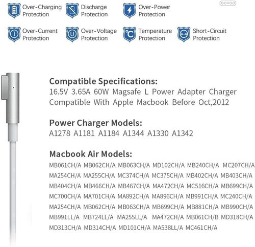 Chargeur Macbook 60w L Type Câble de charge Macbook Pro Adaptateur