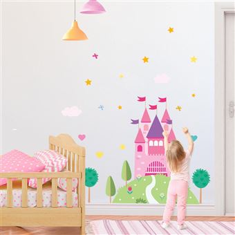 Sticker château princesse - Stickers muraux pour chambre petite fille