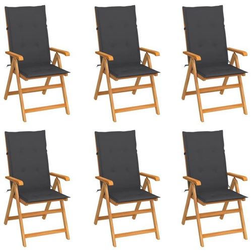 Non Communiqué Gris Vidaxl Lot De 6 Chaises De Jardin Avec Coussins, Sièges De Terrasse, Chaises De Salle À Manger, Meubles De Patio Extérieur, 3065560