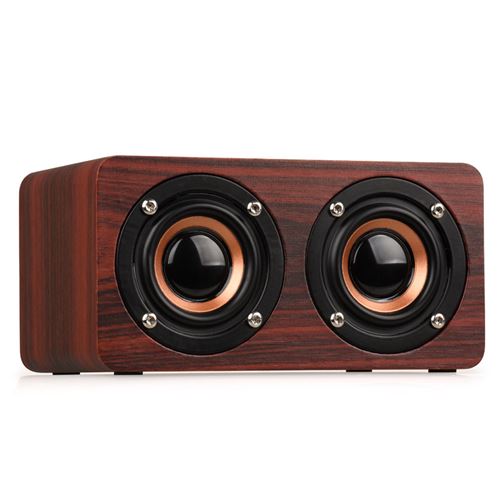 Mini Haut-Parleur Bluetooth Design Vintage Double (Brun Foncé)