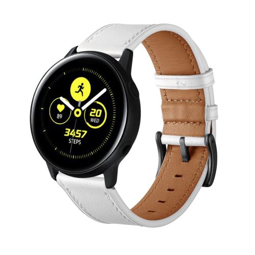 Générique Blanc Bracelet En Cuir Véritable Pour Votre Samsung Galaxy Watch Active1/Active2 40Mm/44Mm - Image 1
