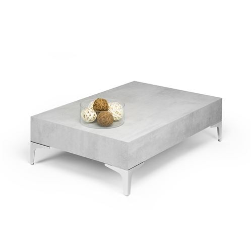 Mobilifiver Table basse, Evolution 90 Chrome, Ciment, 90 x 60 x 28 cm, Mélaminé/Acier Chromé, Made in Italy