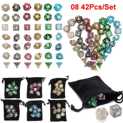 Ensemble de dés polyédriques 42Pcs pour Donjons Dragons D20 D12