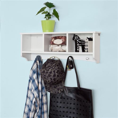 SoBuy® FRG48-W Portemanteau Étagère murale Porte-manteau salle de bain Meuble d’entrée