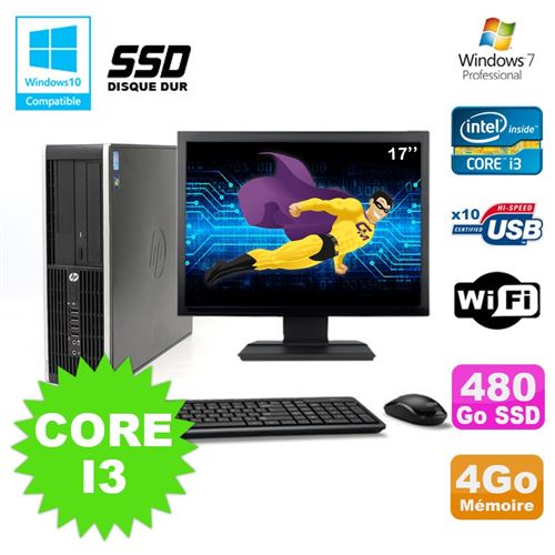 Pc hp compaq 6200 pro sff core i3 3.1ghz 4go 480go ssd dvd wifi w7 ecran 17 État correct - Hewlett-Packard reconditionné disponible sur Fnac